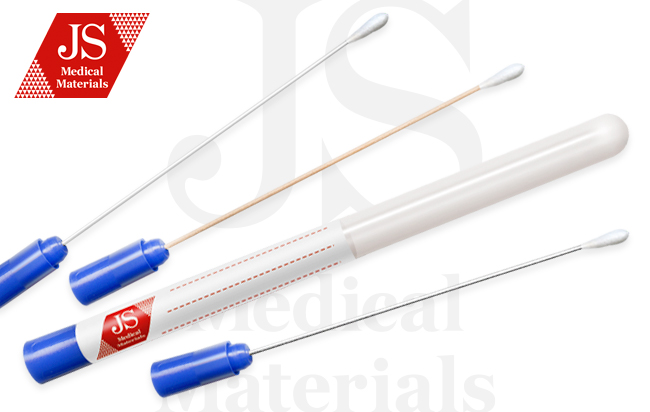 Аплікатор з бавовняною кінцівкою у транспортній пробірці. Дерев`яний стрижень JS